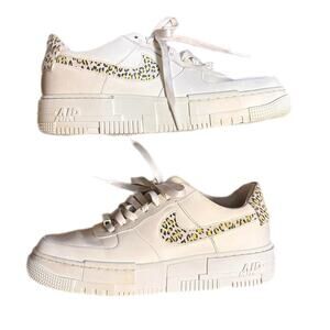 Nike air force 1 pixel trainers with leopard print
